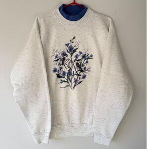 90s vintage birds flowers nature graphic cottage grandmacore pullover sweater